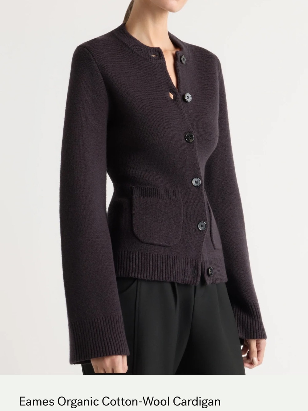 Modern Citizen Organic Cotton-Wool Cardigan - Dark Aubergine size L